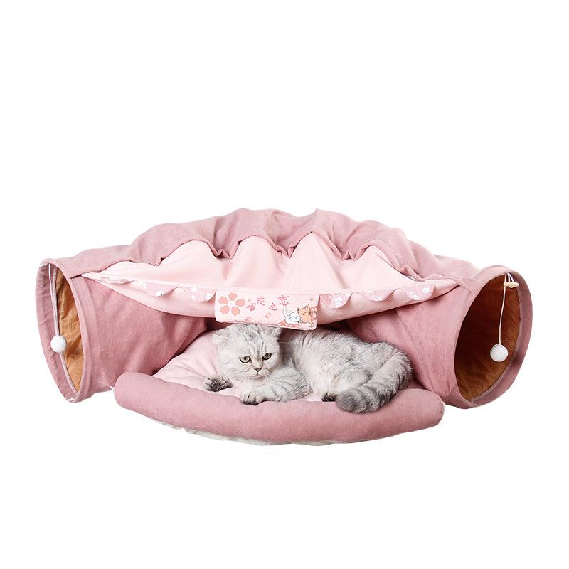 Pet Cats Tunnel Interactive Play Toy Mobile Collapsible Ferrets Rabbit Bed Tunnels Indoor Toys Kitten Exercising Products - Dog Hugs Cat