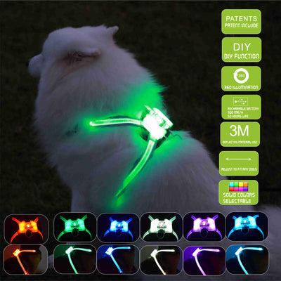 Led Pet Dog Luminous Collar Usb Rechargeable Silicone Collar Luminous Dog Neck Teddy Golden Retriever Large, Medium And Small Collar - Dog Hugs Cat