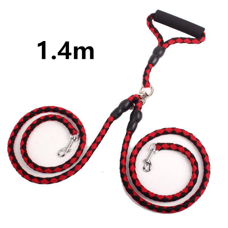 Double-Ended Traction Rope For Walking The Dog Hand-Double-Ended Traction Rope One Plus Two Leash Collar Pet Supplies Dog Collar - Dog Hugs Cat