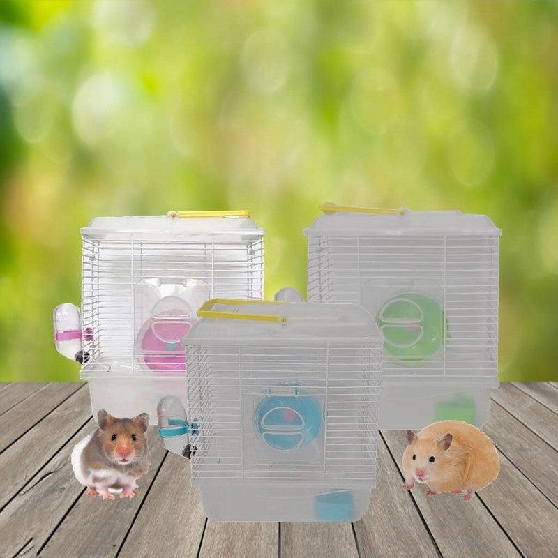 Portable Cage Hamster Supplies Single-Layer Villa Golden Silk Bear Hamster Cage Heightened Plastic Cover Transparent Crystal Small Garden Cage - Dog Hugs Cat