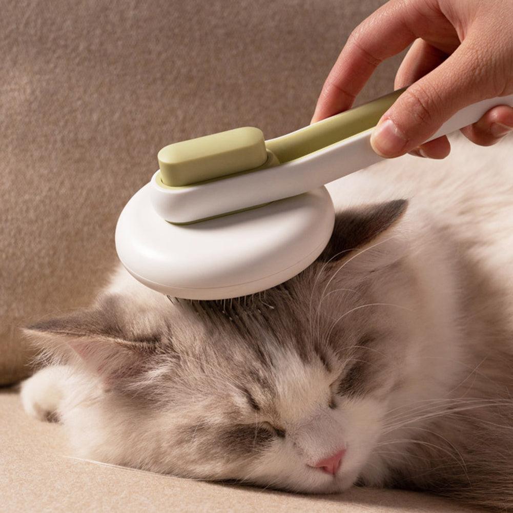 Pet Dog Hair Remover Cat Brush Grooming Tool Automatic Massage Comb Round Hair Brush For Cat Dog Pet Supplies - Dog Hugs Cat