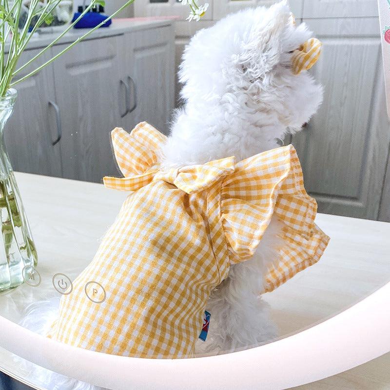 Pet Clothes Red Check Bowknot Pet Clothes Baby Shirt - Dog Hugs Cat