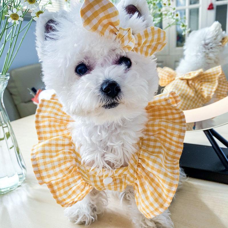 Pet Clothes Red Check Bowknot Pet Clothes Baby Shirt - Dog Hugs Cat