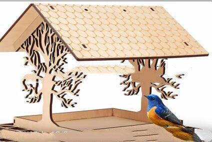 Wooden Home Garden Outdoor Bird Feeder Garden Pendant Decoration Feeder - Dog Hugs Cat