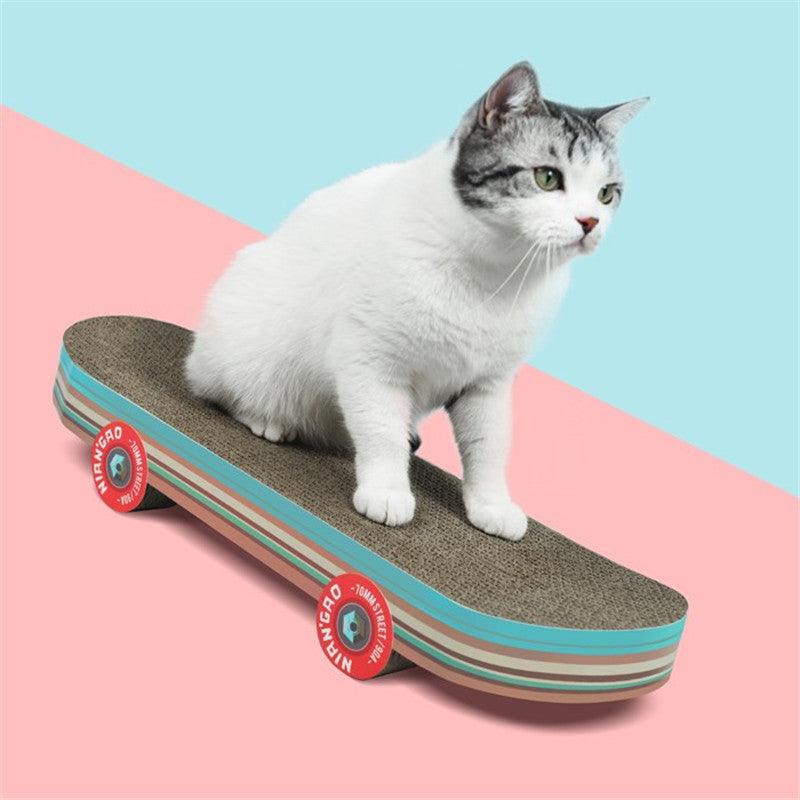 Rice Cake Skateboard Cat Scratching Board Corrugated Small Cat Supplies Cat Toys - Dog Hugs Cat