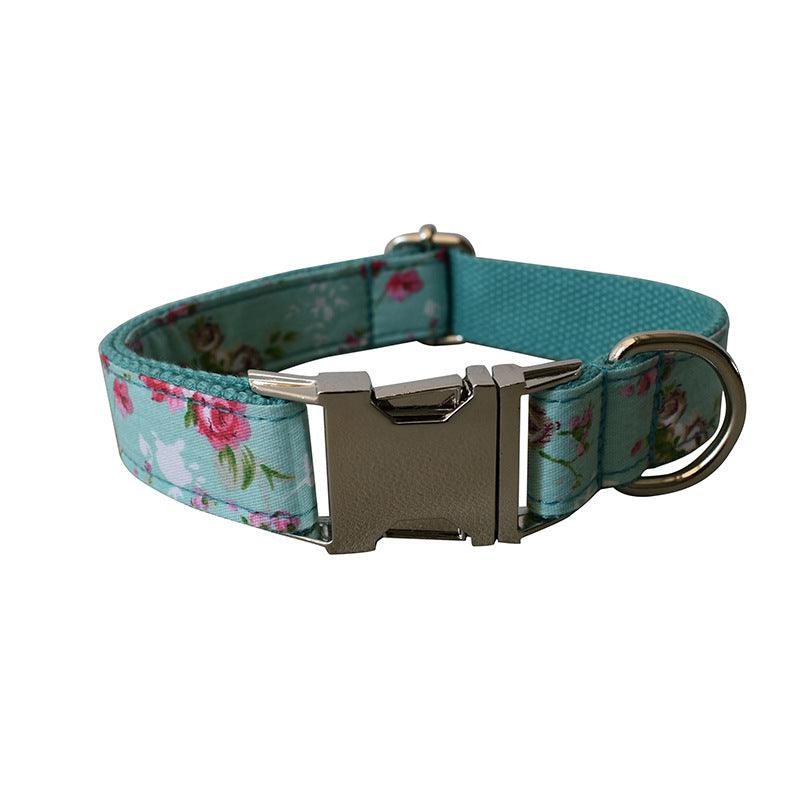 Green Rose Dog Collar Dog Leash Pet Collar - Dog Hugs Cat