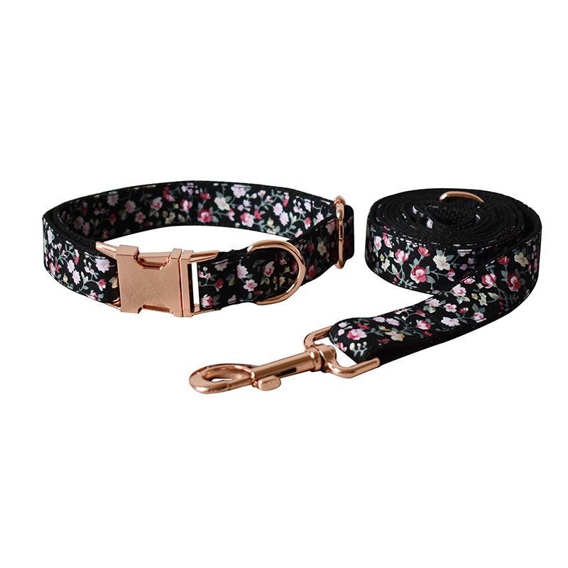 Black Flower Dog And Cat Leash Pet Collar - Dog Hugs Cat