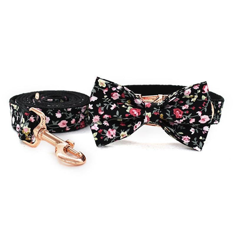 Black Flower Dog And Cat Leash Pet Collar - Dog Hugs Cat