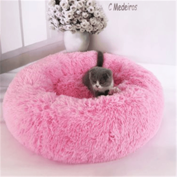 Round Long Hairy Autumn And Winter Nest Pad Cat Mattress - Dog Hugs Cat