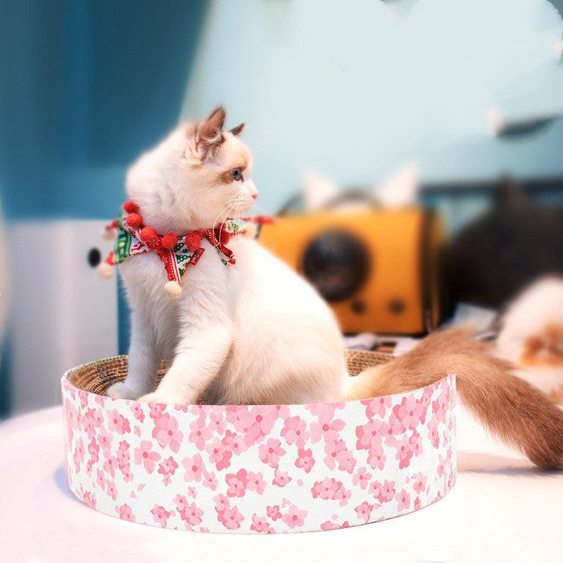 Round Corrugated Cat Scratcher - Dog Hugs Cat