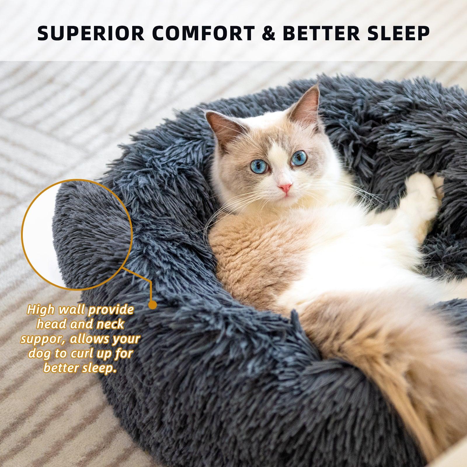 Dog Beds For Small Dogs Round Plush Cat Litter Kennel Pet Nest Mat Puppy Beds - Dog Hugs Cat