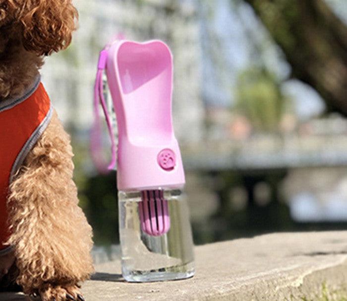 Pet Dog Cat Water Bottle Portable Feeder - Dog Hugs Cat