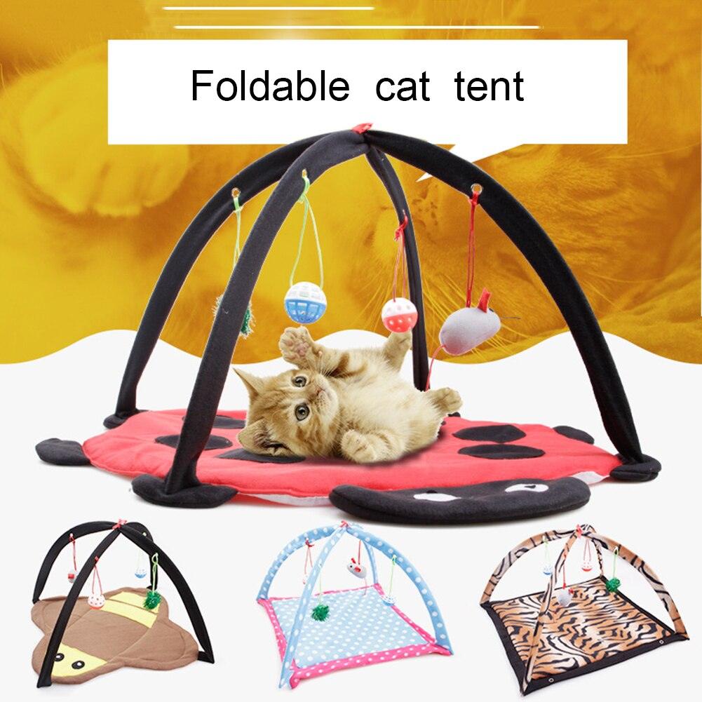 Cartoon Cat Play Tent Multifunctional Cat Hammocks Kitten Sleep Bed Foldable Cat Mat With Balls Cat Play House Toy - Dog Hugs Cat