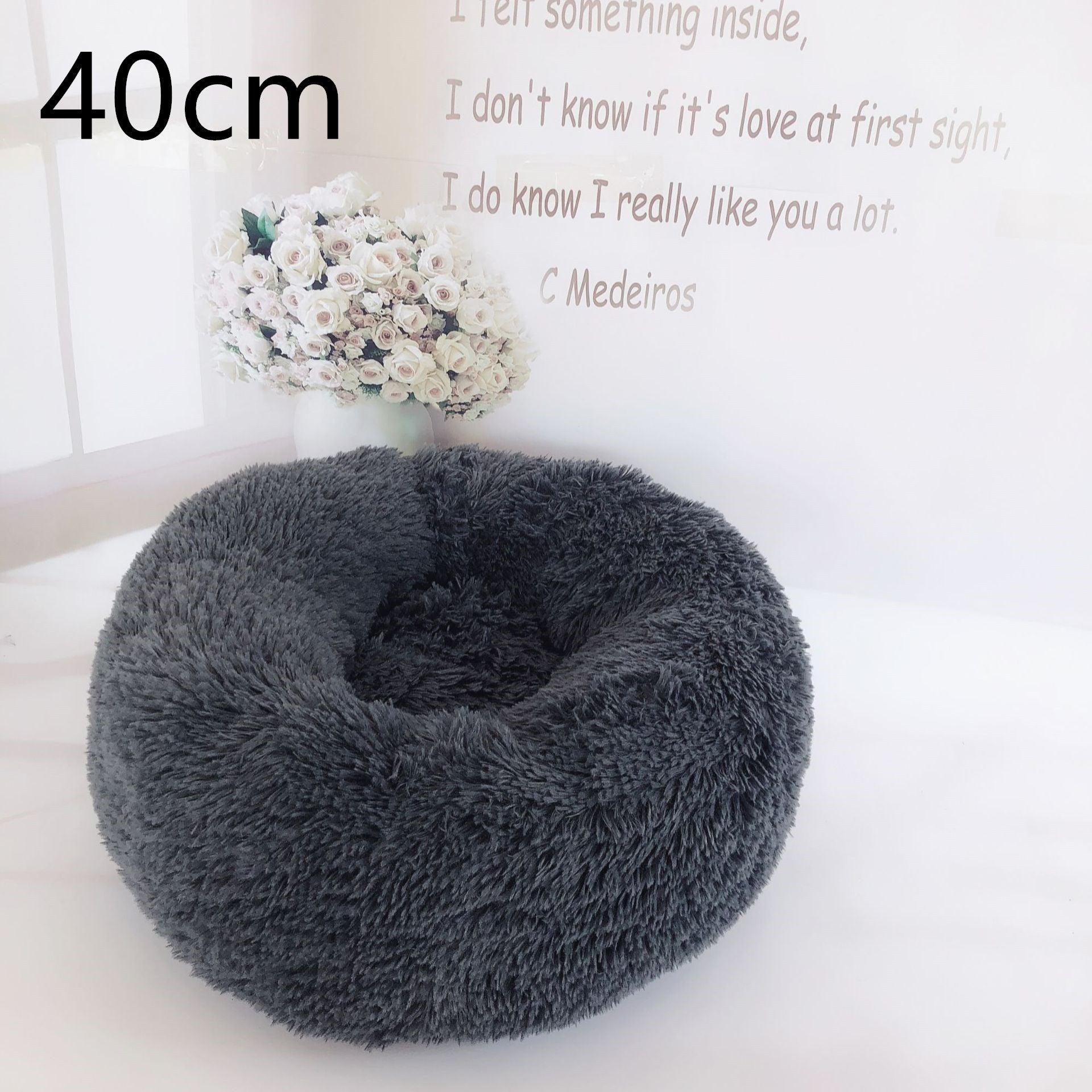 Cotton Pet Bed Winter Warm Sleeping Bed For Dogs Kennel Dog Round Cat Long Plush Puppy Cushion Mat Portable Cat Supplies - Dog Hugs Cat