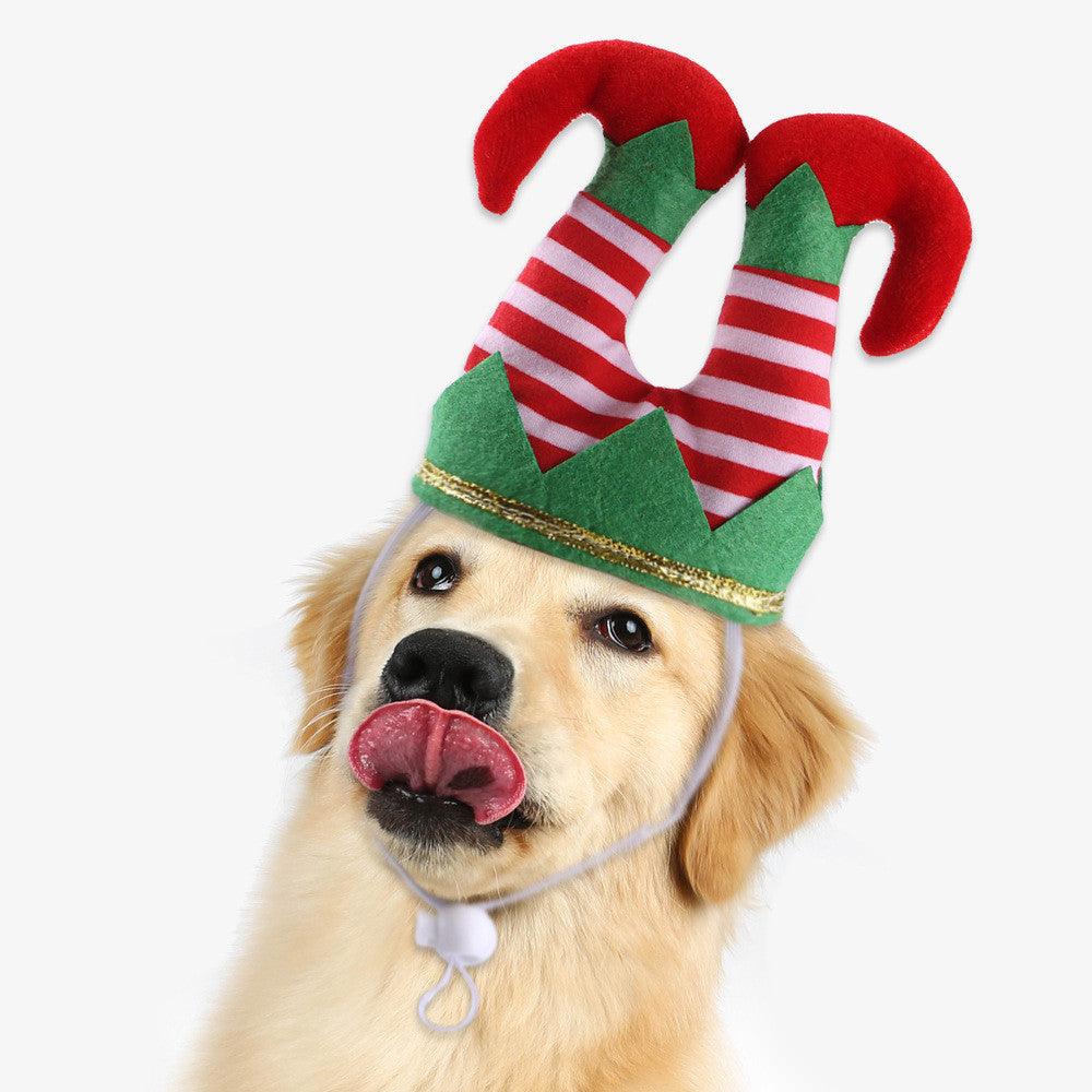 Pet Christmas Dress Up Dog Christmas Hat Pet Funny Striped Clown Hat Dog Christmas Ornaments Pet Headgear Supplies Accessories - Dog Hugs Cat