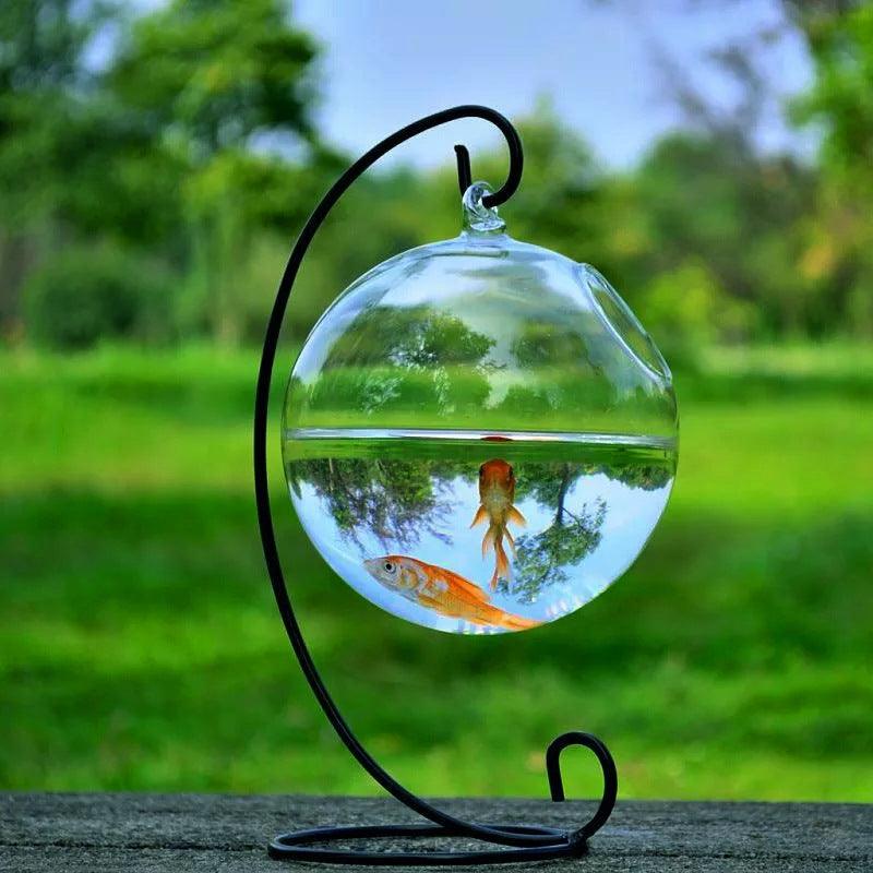 Hanging Glass Vase Fish Tank - Dog Hugs Cat