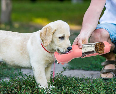 Pet Water Bottle Feeder Bowl Garbage Bag Storage Portable Pet Outdoor Travel 3 In 1 Dog Water Bottle - Dog Hugs Cat