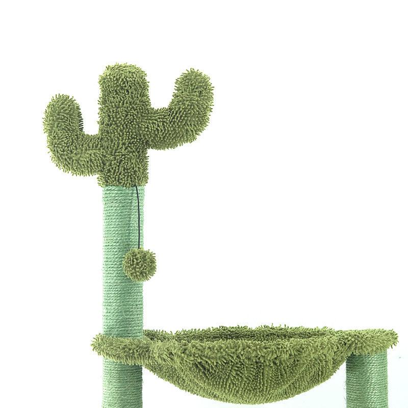 Sisal Cactus Cat Tree With Hammock Cat Climbing Frame - Dog Hugs Cat