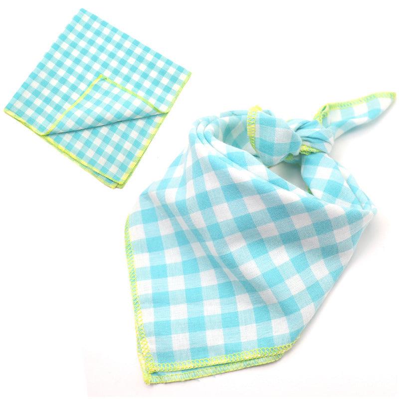 Plaid Double Sided Cotton Pet Scarf - Dog Hugs Cat