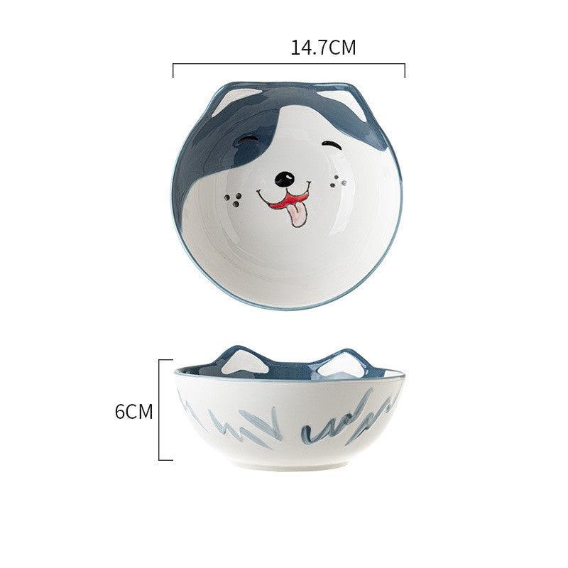 Ceramic Cat Bowl Shelf Protects The Cervical Spine, High Feet And Double Bowls - Dog Hugs Cat