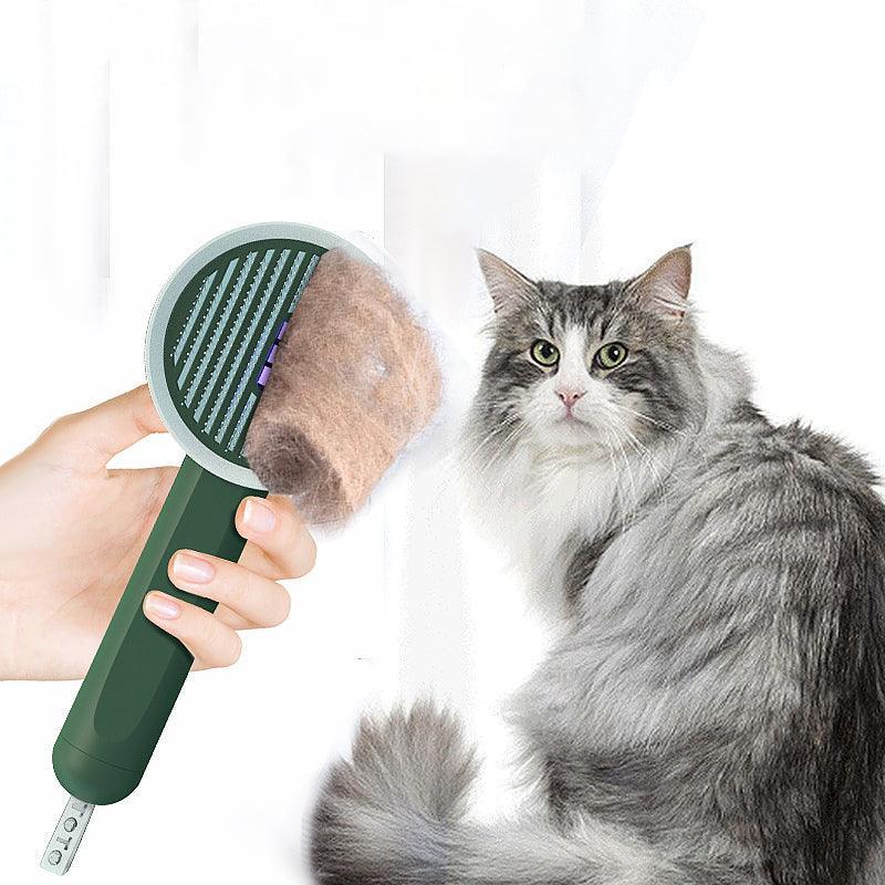 2-in-1 Pet Grooming Tool: UV Light Hair Remover and Detangling Comb - Dog Hugs Cat