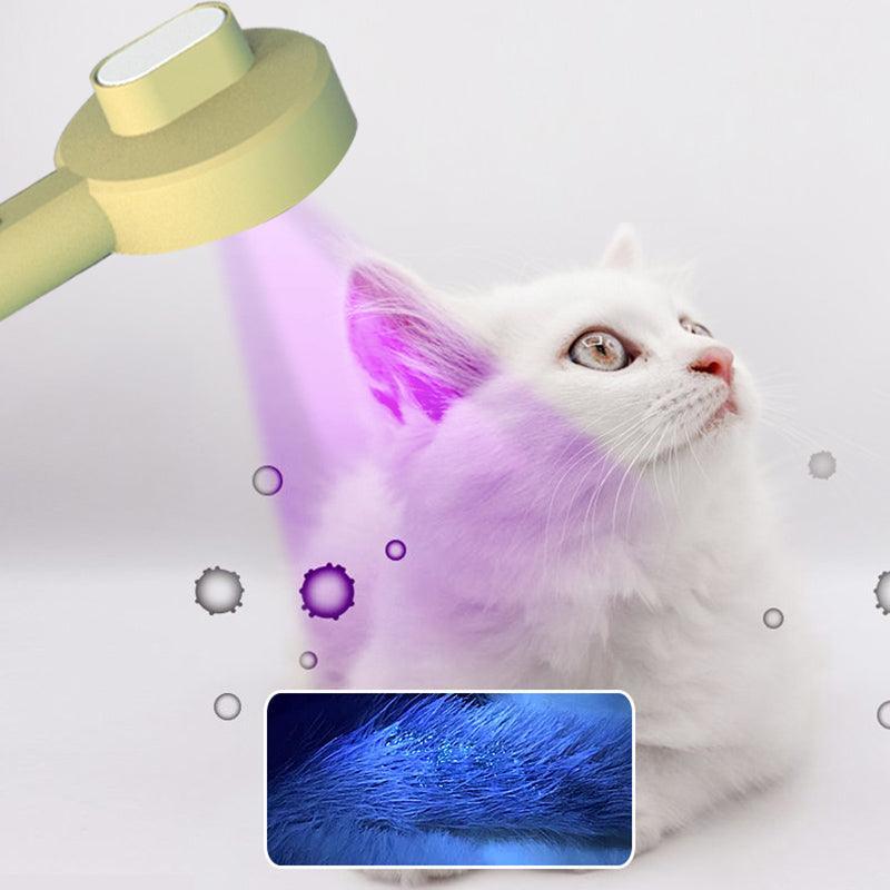 2-in-1 Pet Grooming Tool: UV Light Hair Remover and Detangling Comb - Dog Hugs Cat