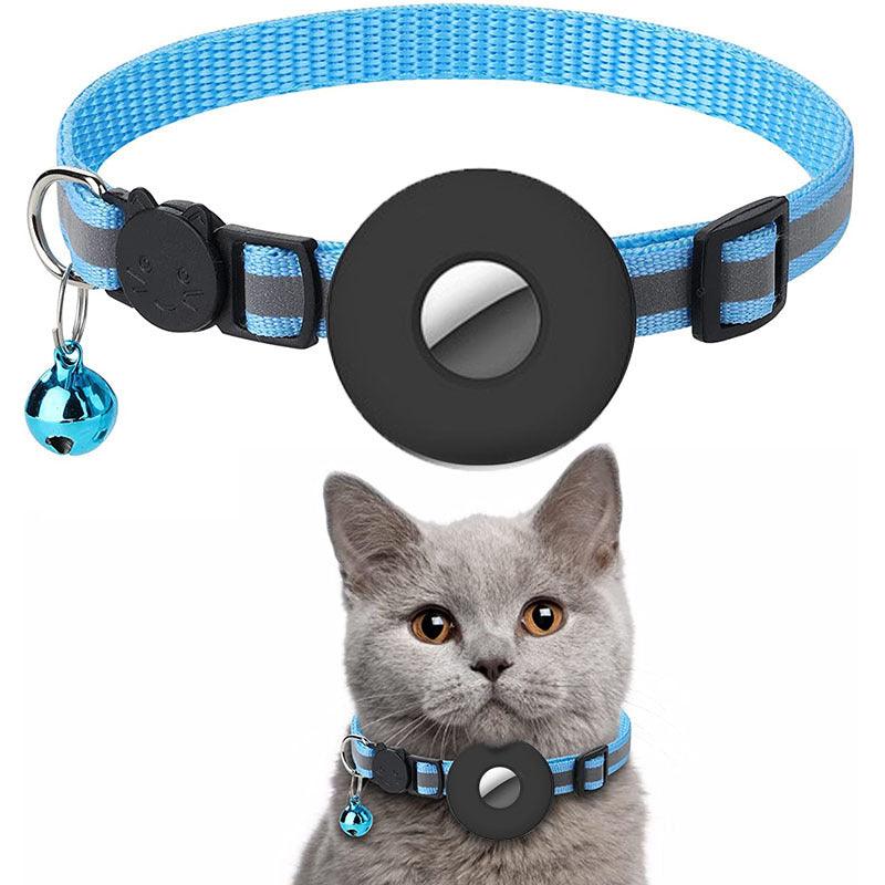 Airtag Pet Collar With Bell Reflective Adjustable Anti-Lost Cat Dog Collar - Dog Hugs Cat