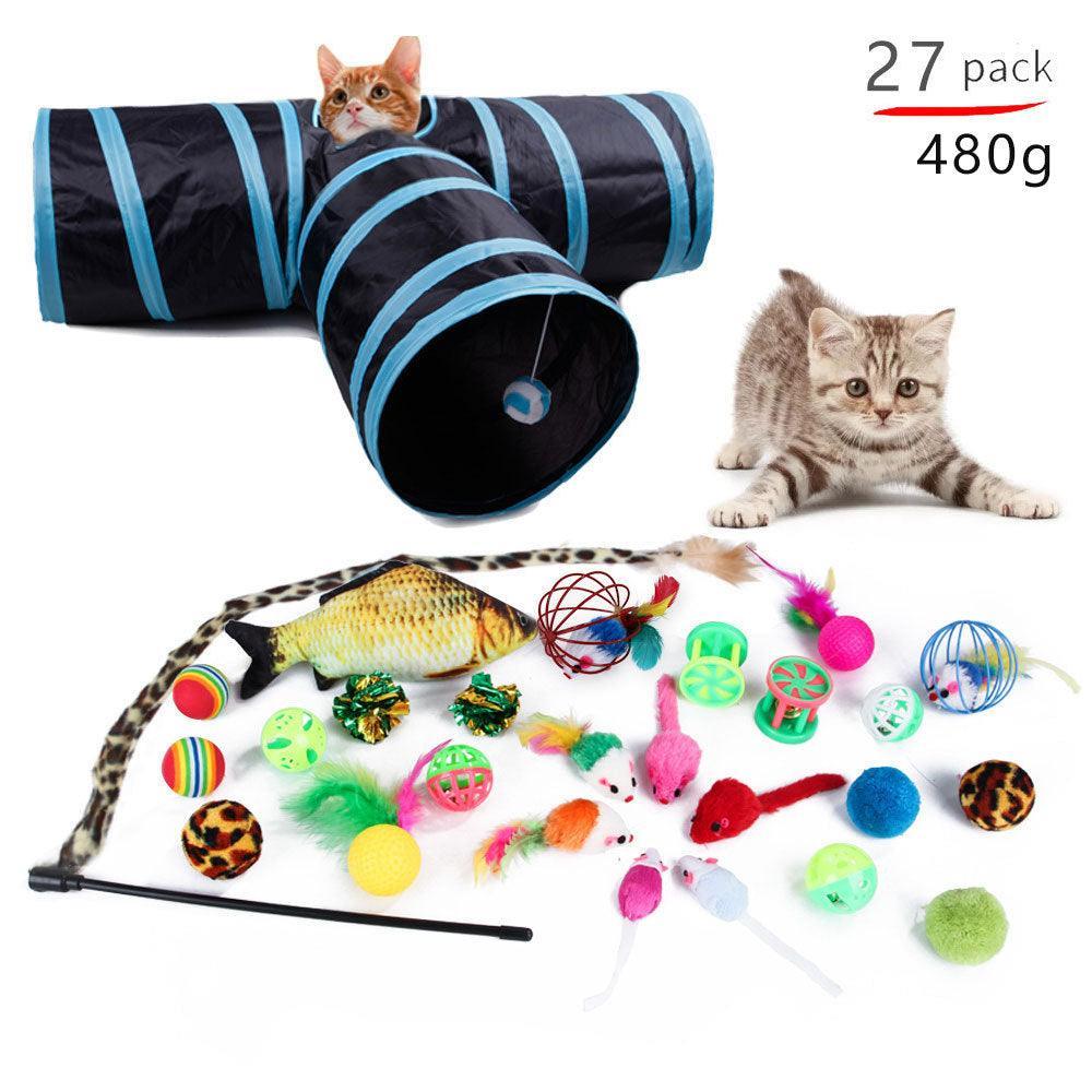 21-Piece Plush Cat Toy Set - Ultimate Fun for Your Feline Friend - Dog Hugs Cat