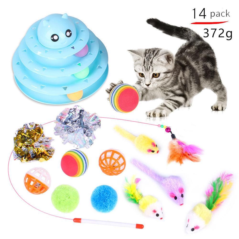 21-Piece Plush Cat Toy Set - Ultimate Fun for Your Feline Friend - Dog Hugs Cat