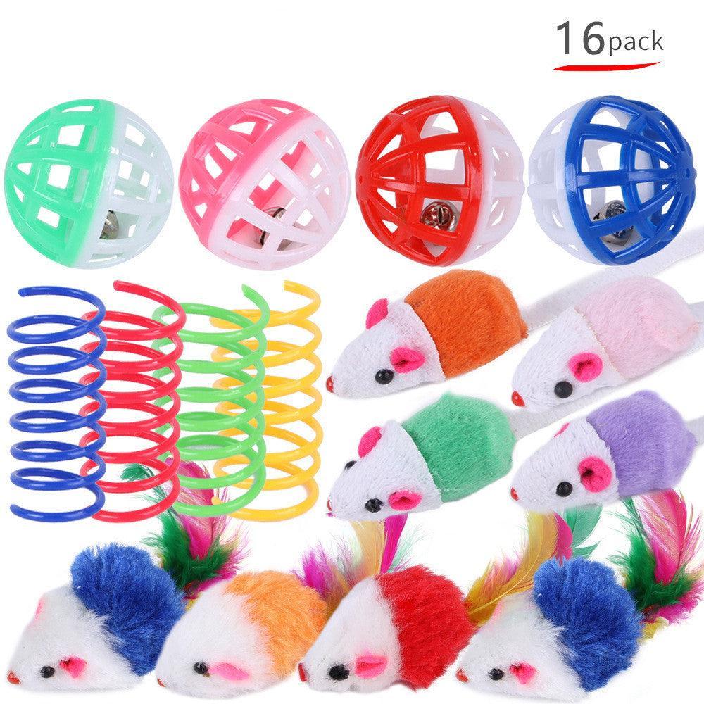 21-Piece Plush Cat Toy Set - Ultimate Fun for Your Feline Friend - Dog Hugs Cat