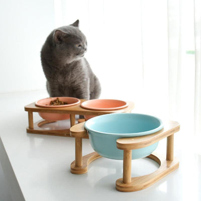 Ceramic Cat Bowl Cat Food Bowl Cat Food - Dog Hugs Cat