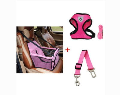 Luxury Pet'S Safety Car Seat Carrier + Premium Harness & Leash Set + Car Safety Belt - Dog Hugs Cat