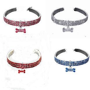 New Pet Collar Diamond Mixed Color Dogs And Cats Supplies Elastic Dogs And Cats Necklace Ornament - Dog Hugs Cat