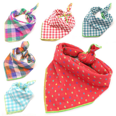 Plaid Double Sided Cotton Pet Scarf - Dog Hugs Cat