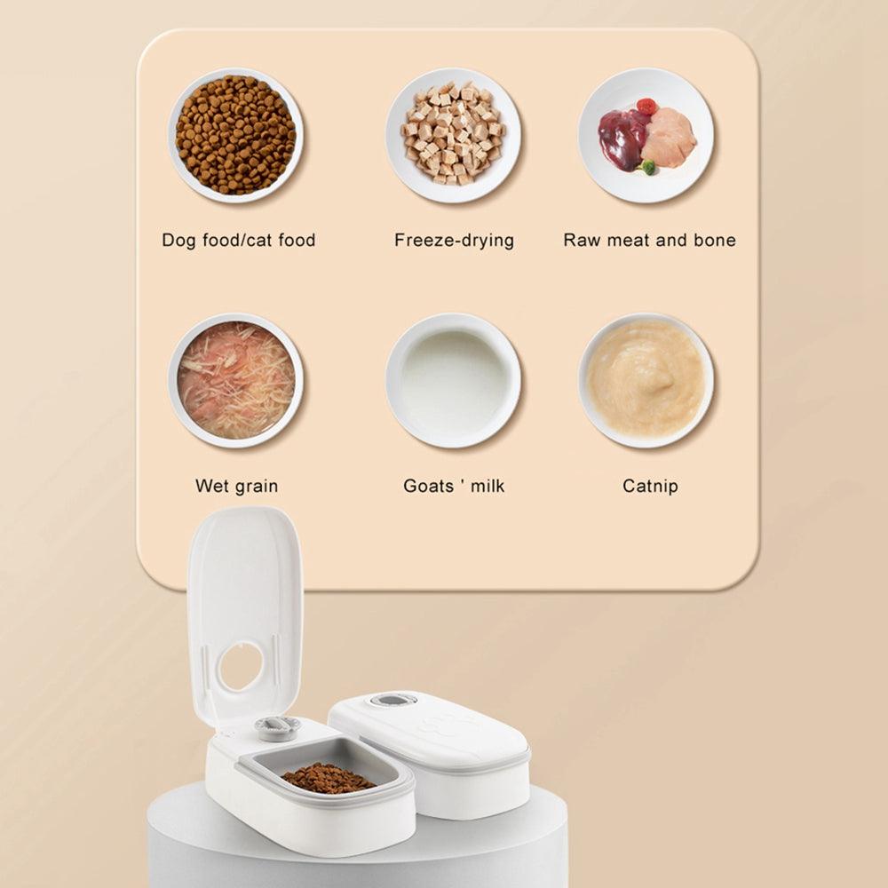 Automatic Pet Feeder Smart Food Dispenser For Cats Dogs Timer Stainless Steel Bowl Auto Dog Cat Pet Feeding Pets Supplies - Dog Hugs Cat