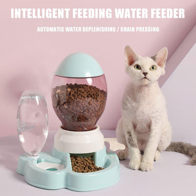 Cat Automatic Feeder Dog Waterer Does Not Wet Mouth And Prevents Tipping - Dog Hugs Cat