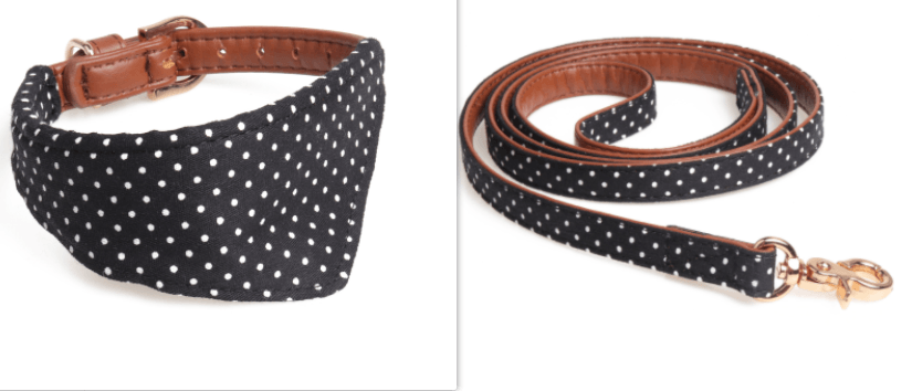 Polka Dot Dog Triangle Scarf Collar Leash Pet Pu Dog Leash - Dog Hugs Cat