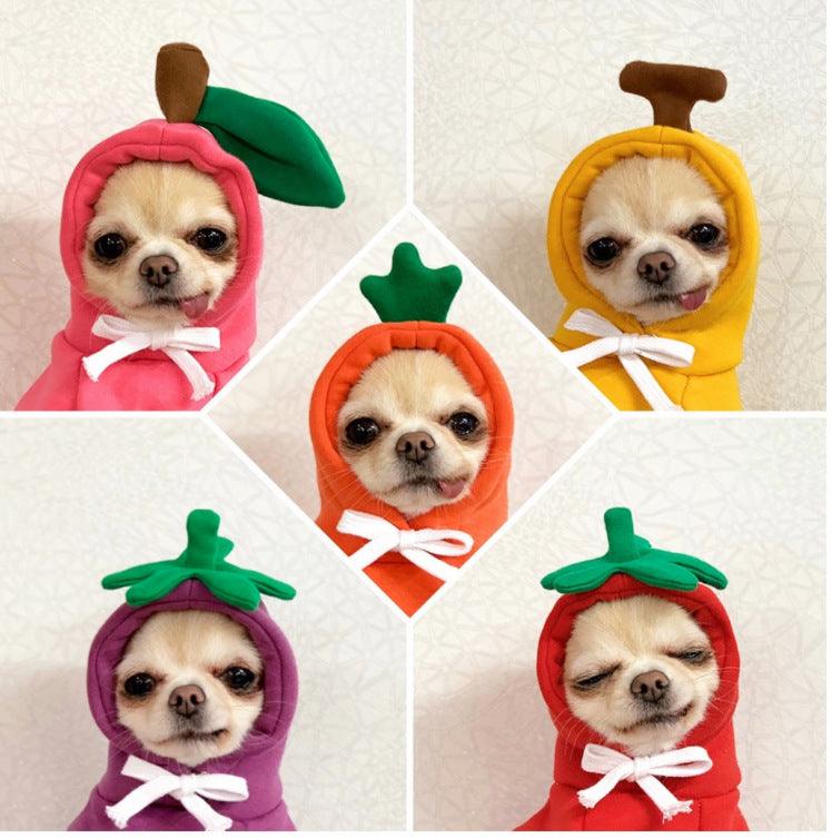 Fruit Dog Clothes Two-Legged Hooded Outfits Green Fleece Clothing Autumn Winter Hoodies - Dog Hugs Cat