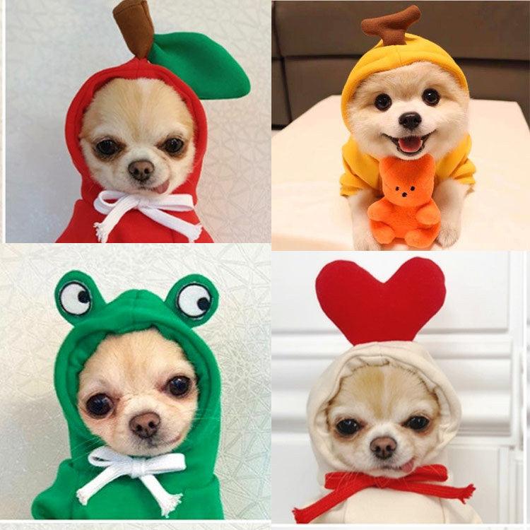 Fruit Dog Clothes Two-Legged Hooded Outfits Green Fleece Clothing Autumn Winter Hoodies - Dog Hugs Cat