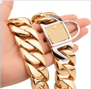 Stainless Steel Titanium Steel Gold Encryption Chain - Dog Hugs Cat