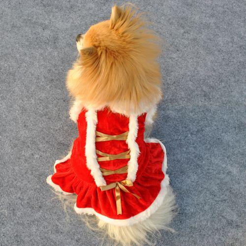 Pet Clothing New Year And Christmas Classic Red Skirt - Dog Hugs Cat