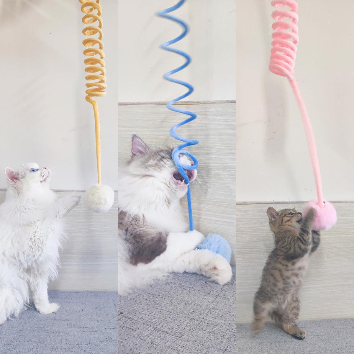 Cat Toy Self-Hi Sucker Spring Rabbit Hair Ball Interactive Play Pet Supplies Interactive Toys - Dog Hugs Cat