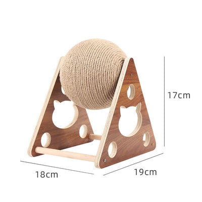 Cat Scratcher Sisal Rope Ball Cat Scratching Post Wood Stand Anti-Scratch Toy For Cats - Dog Hugs Cat
