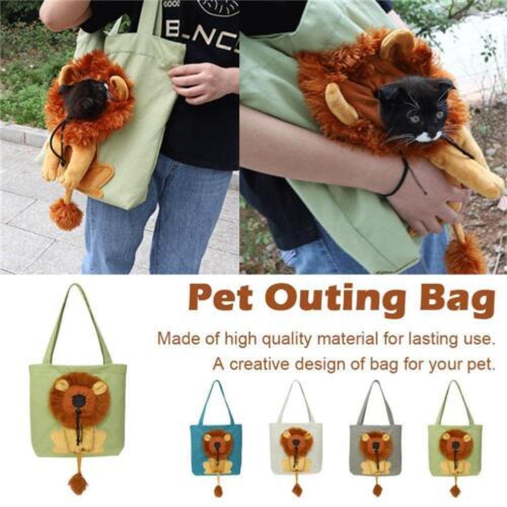 Soft Pet Carriers Lion Design Portable Breathable Bag Cat Dog Carrier Bags Outgoing Travel Pets Handbag With Safety Zippers - Dog Hugs Cat