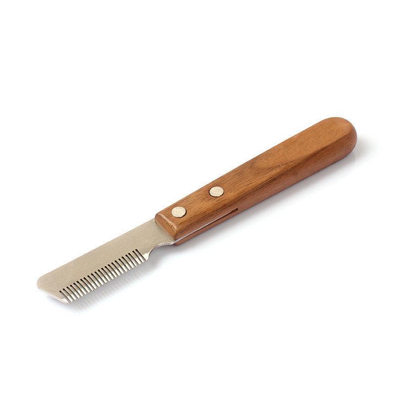 Pet Plucking Knife Comb Wooden Handle Terrier Dog Supplies Pet Shaving Knife Styling Grooming Comb - Dog Hugs Cat