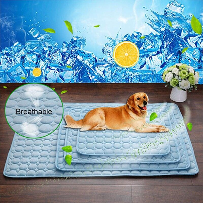Pet Dog Cat Ice Silk Cold Nest Pad For Cooling In Summer - Dog Hugs Cat
