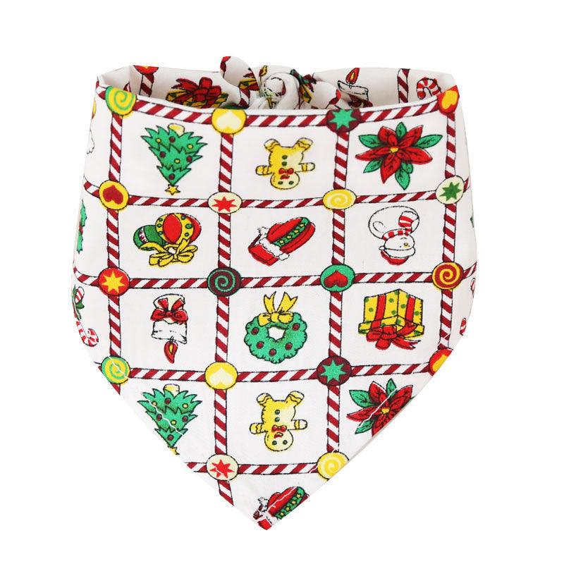 Pet Supplies Dogs Cats Christmas Cotton Printed Pet Dress Triangle Scarf - Dog Hugs Cat