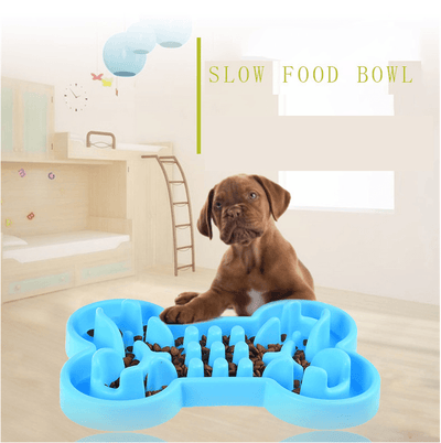 Pet Dog Slow Food Feeder Anti Choke Travel Bowl - Dog Hugs Cat