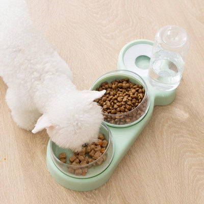 360° Rotating Double Bowl Pet Feeder: The Ultimate Solution for Happy and Hydrated Cats - Dog Hugs Cat