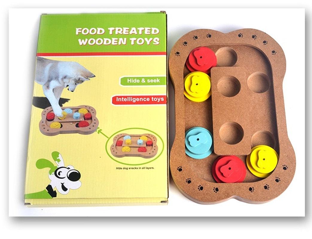 Pet Dog, Puzzle Toy New Wooden Play Feeding Multi-Functional Pet Toys - Dog Hugs Cat